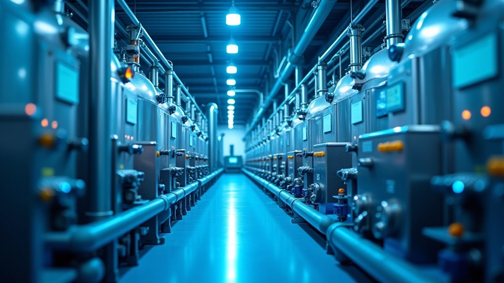 Chemische Produktionsanlage mit großen Reaktoren und Rohrleitungssystemen in einer modernen Fabrik